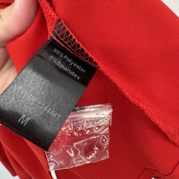 Tuckernuck Red Stretch Crepe Tate Dress sz M Long Sleeve Flounce Mini Ruffle NWT - Picture 6 of 8